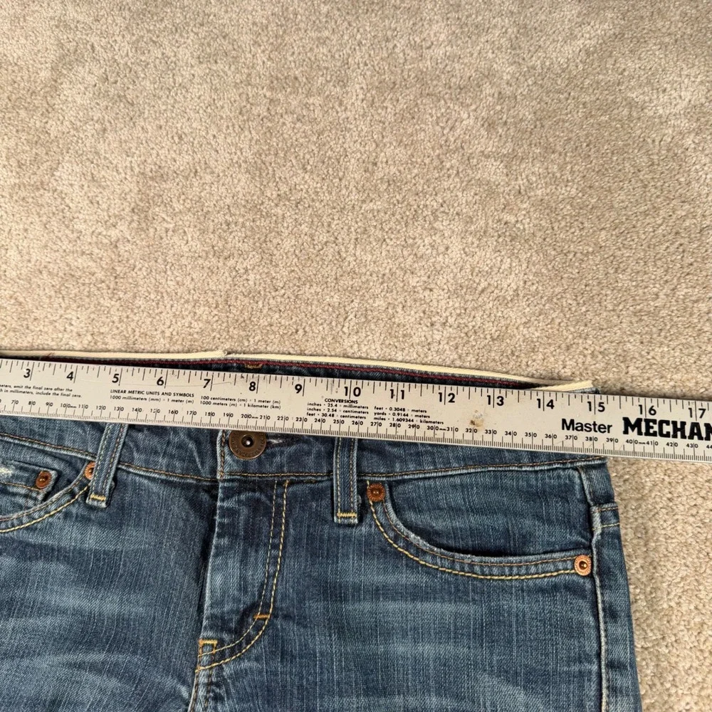 American Eagle Hipster Jeans Womens 2 Regular Blue Low Rise Bootcut Worn Hems - Picture 6 of 11